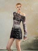 Letter Print Off-Shoulder Top image 3