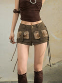 Faux Fur Patchwork Denim Shorts image 11