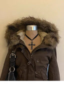 Camel-colored hoodie-lined jacket image 3