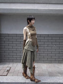 Japanese-style Gray-green Skirt image 3