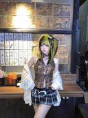 Low-waist Pleated Plaid Skirt image 9