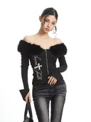 Yohji-Shoulder Faux Fur Zip-Up image 1