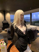 Sheer Tencel Cowl Neck Set (Draped Blouse + Bustier) image 0