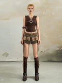 Faux Fur Patchwork Denim Shorts image 3