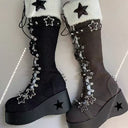 Star-Embellished Lace-Up Platform Boots image 4