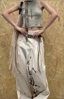 Fishbone Pleated Print Wide-Leg Pants image 4
