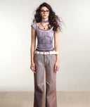 Plaid Lace Print Top image 5