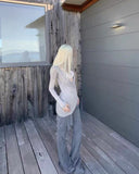 Sheer Tencel Cowl Neck Set (Draped Blouse + Bustier) image 3