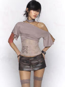 Asymmetric Lace & Lurex Top image 2