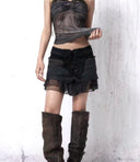 Blue-Black Suede & Corduroy Skirt image 0