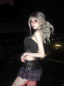 Low-waist Pleated Plaid Skirt image 2