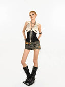 Contrast Panel Tie-Waist Halter image 5