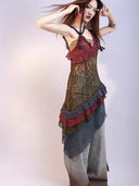 Sleeveless fungus trim dress image 5