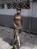 Japanese-style Gray-green Skirt image 12