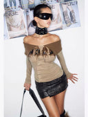 Misplaced Panelled Leather Skirt image 8