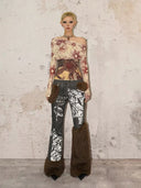 Printed Off-Shoulder Mesh T-shirt image 9