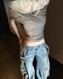 Light Blue Distressed Heavy-Denim Jeans image 7