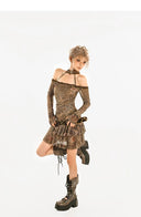 Post-apocalyptic Style Brown Dress image 8