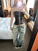 Blue Distressed Loose Pants image 3