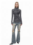 3D Ink Wash Pattern Knitted T-shirt image 12