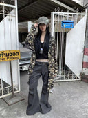 Camouflage Star-Print Hooded Cardigan image 1