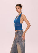 Halter Neck Backless Tank Top image 3
