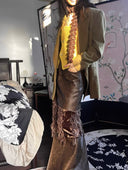 Velvet Faux Leather Pencil Skirt image 7