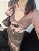 Mesh Waistband Patchwork Top image 6