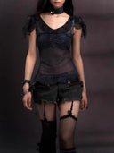 Distressed Low-Rise Denim Shorts image 3
