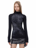 3D Ink Wash Pattern Knitted T-shirt image 2
