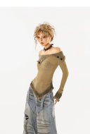 Ruffled Cold-Shoulder Sweater image 11