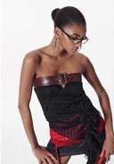 Flocked Dot & Leather Bustier image 3