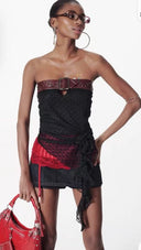 Flocked Dot & Leather Bustier image 8
