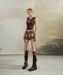 Faux Fur Patchwork Denim Shorts image 10