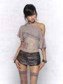 Asymmetric Lace & Lurex Top image 3