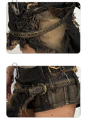 Denim and PU Leather Shorts image 14